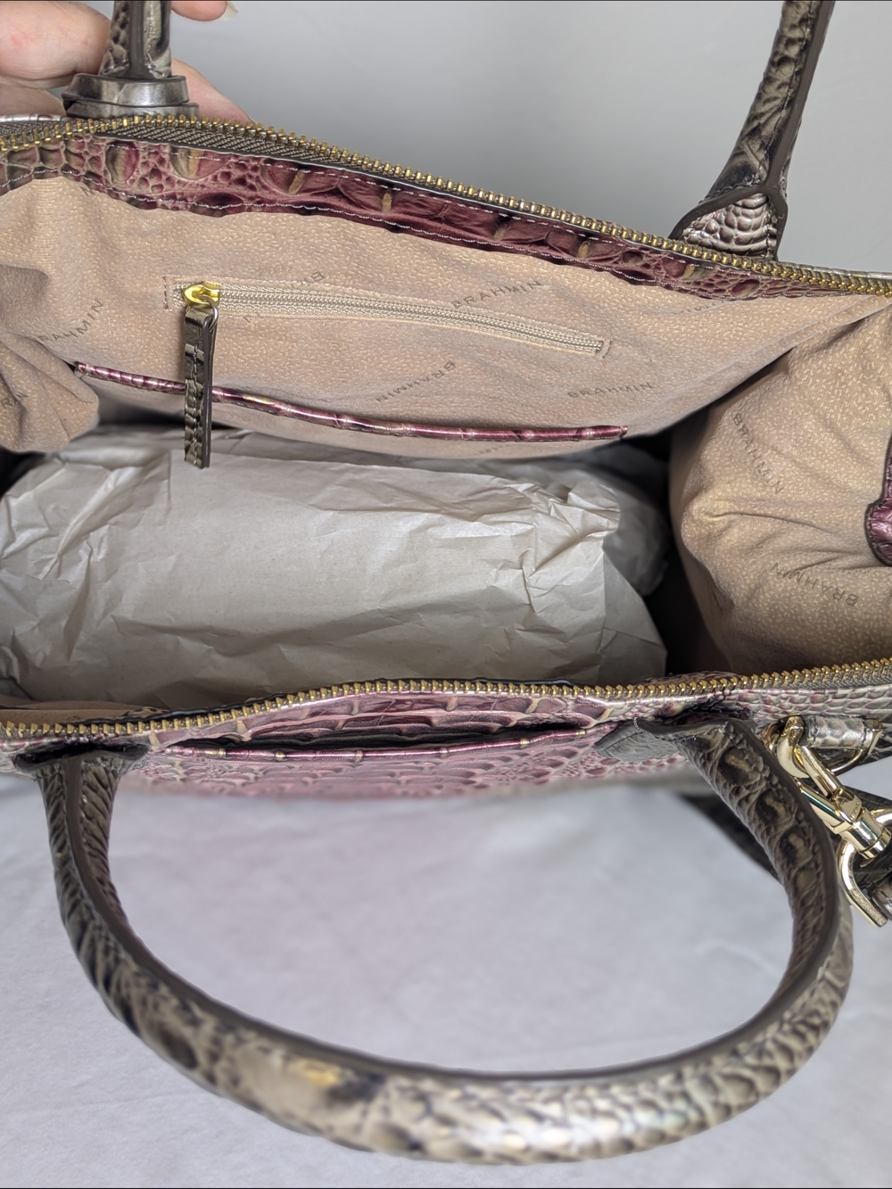 Brahmin Caroline Ombre Melbourne Leather Satchel Luxury Authentic - Picture 8 of 16